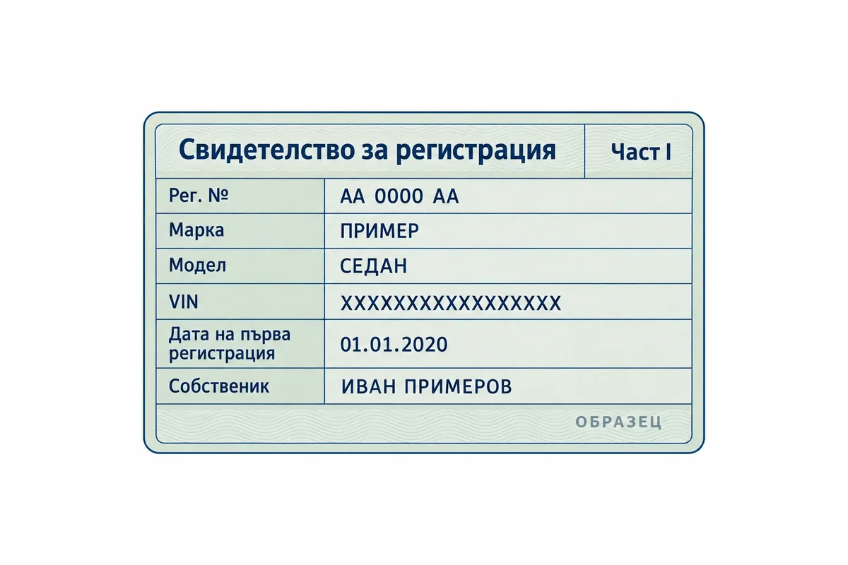 Примерна снимка: талон – лицева страна